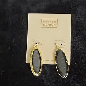 14th & Union Gold-Trimmed Black Earrings